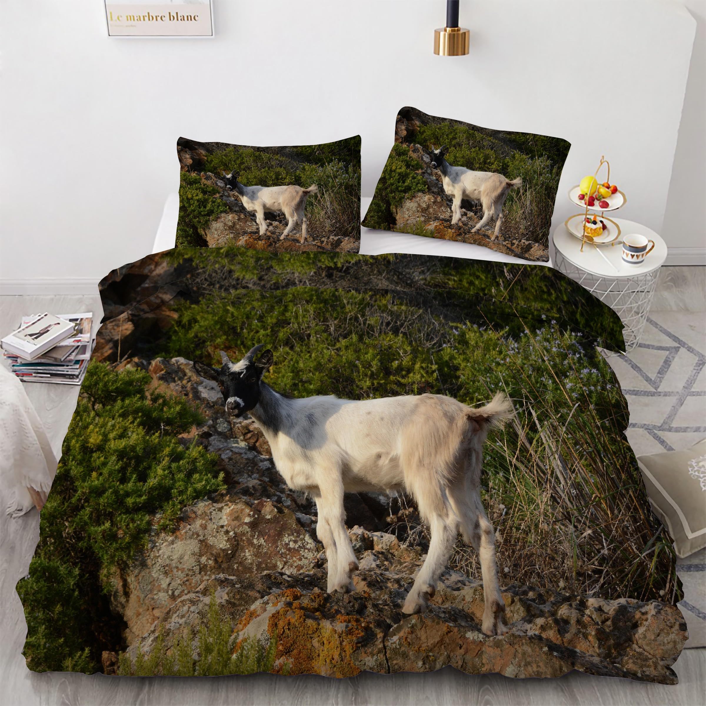 Housse de Couette 200x200 Animal Chèvre Sauvage Microfibre