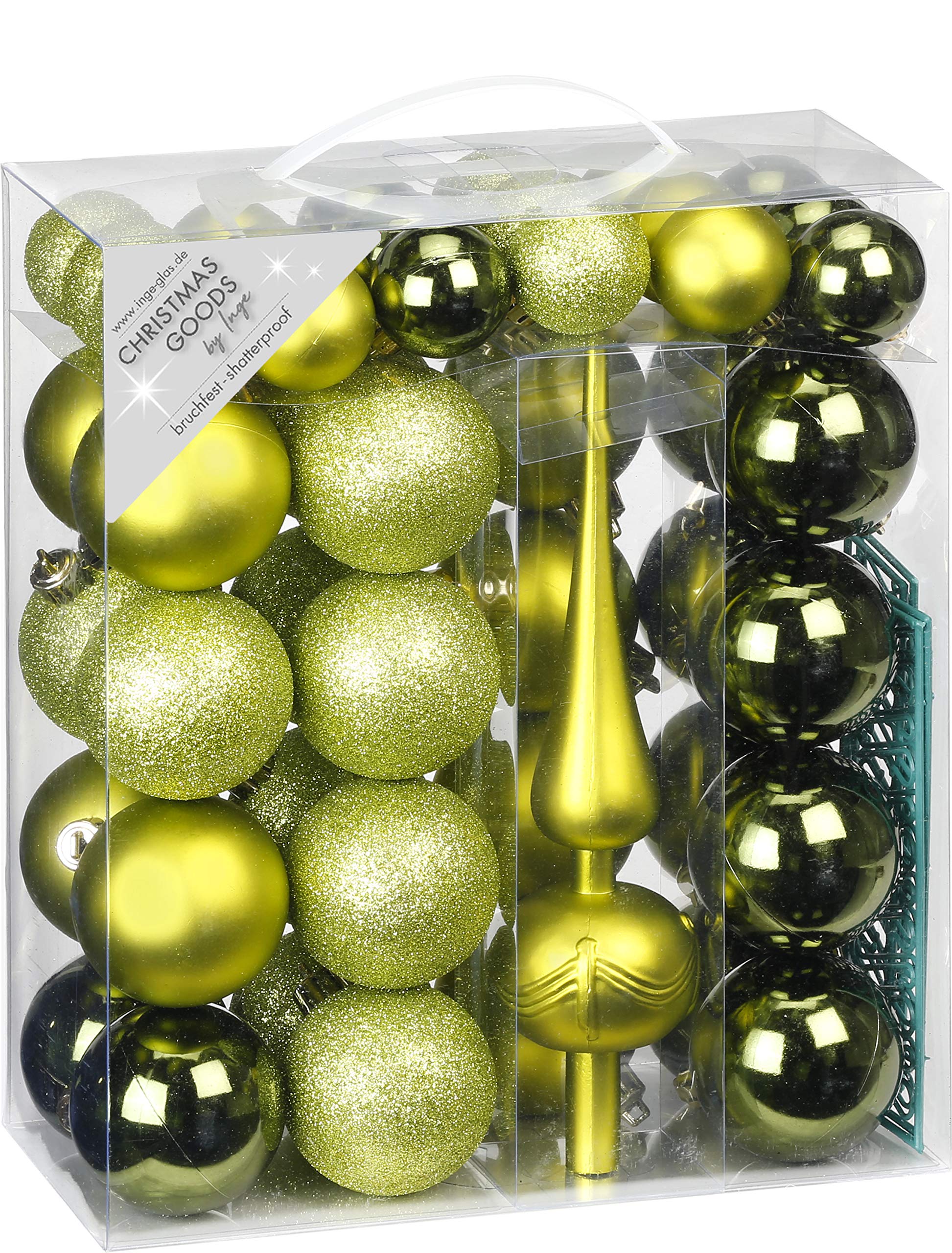 Boules de Noël vert olive Inge-glas pour décoration sapin chic