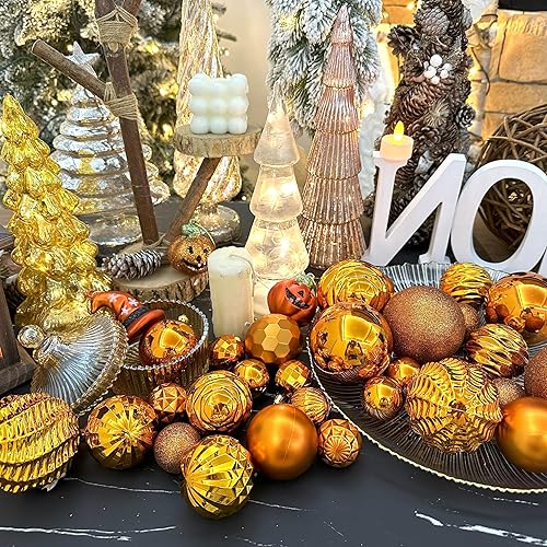 Miniatura 435 de XmasExp Juego de 24 mini esferas de Navidad inastillables para bolas de árbol de Navidad de 1.181 in/1.18 pulgadas (oro rosa)