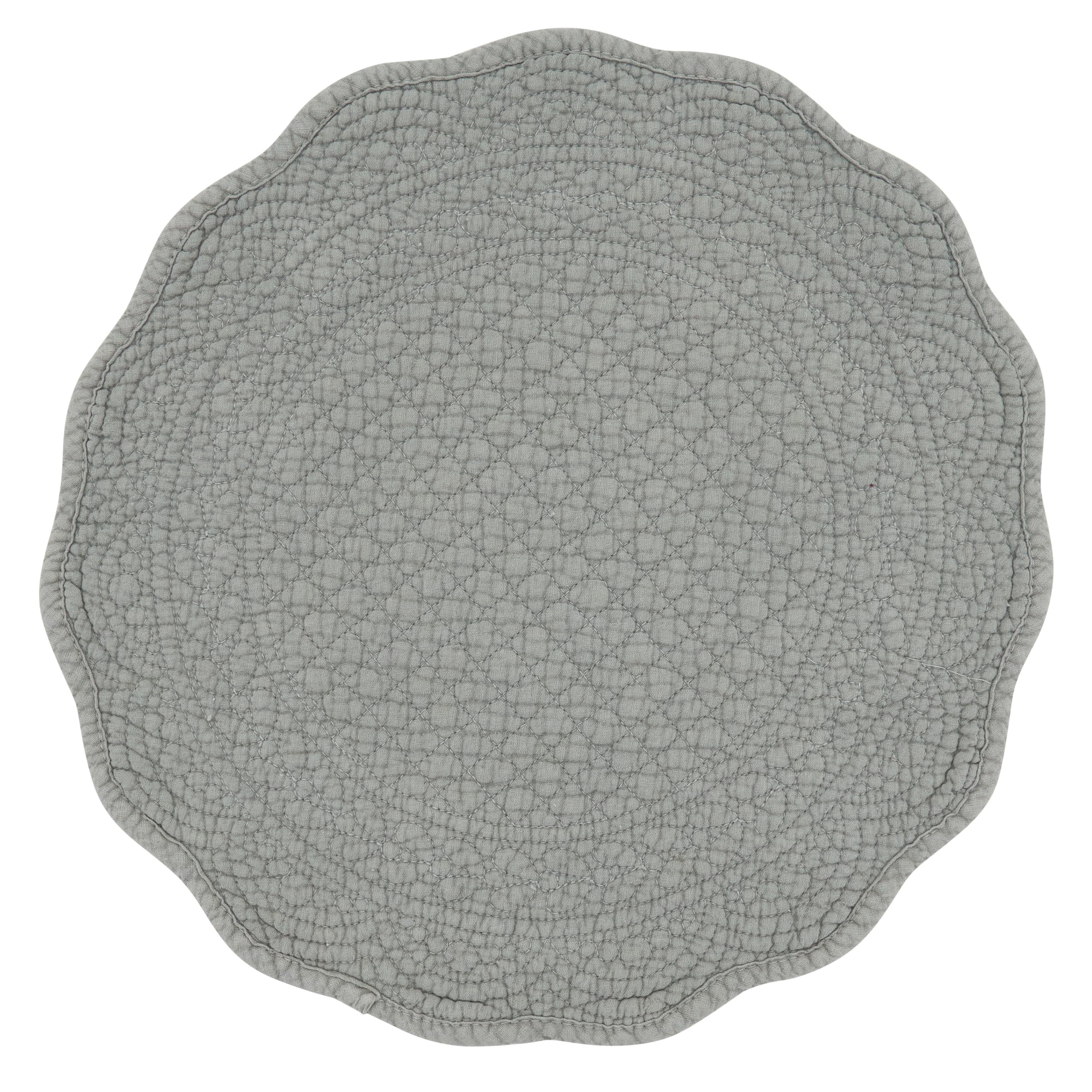 SARO Lifestyle Lot de 4 Sets de Table matelassés en Coton – Sets de Table de Style Cottage pour Salle à Manger Quotidienne, Tables superposées et Divertissement décontracté, 33 cm, Bleu-Gris