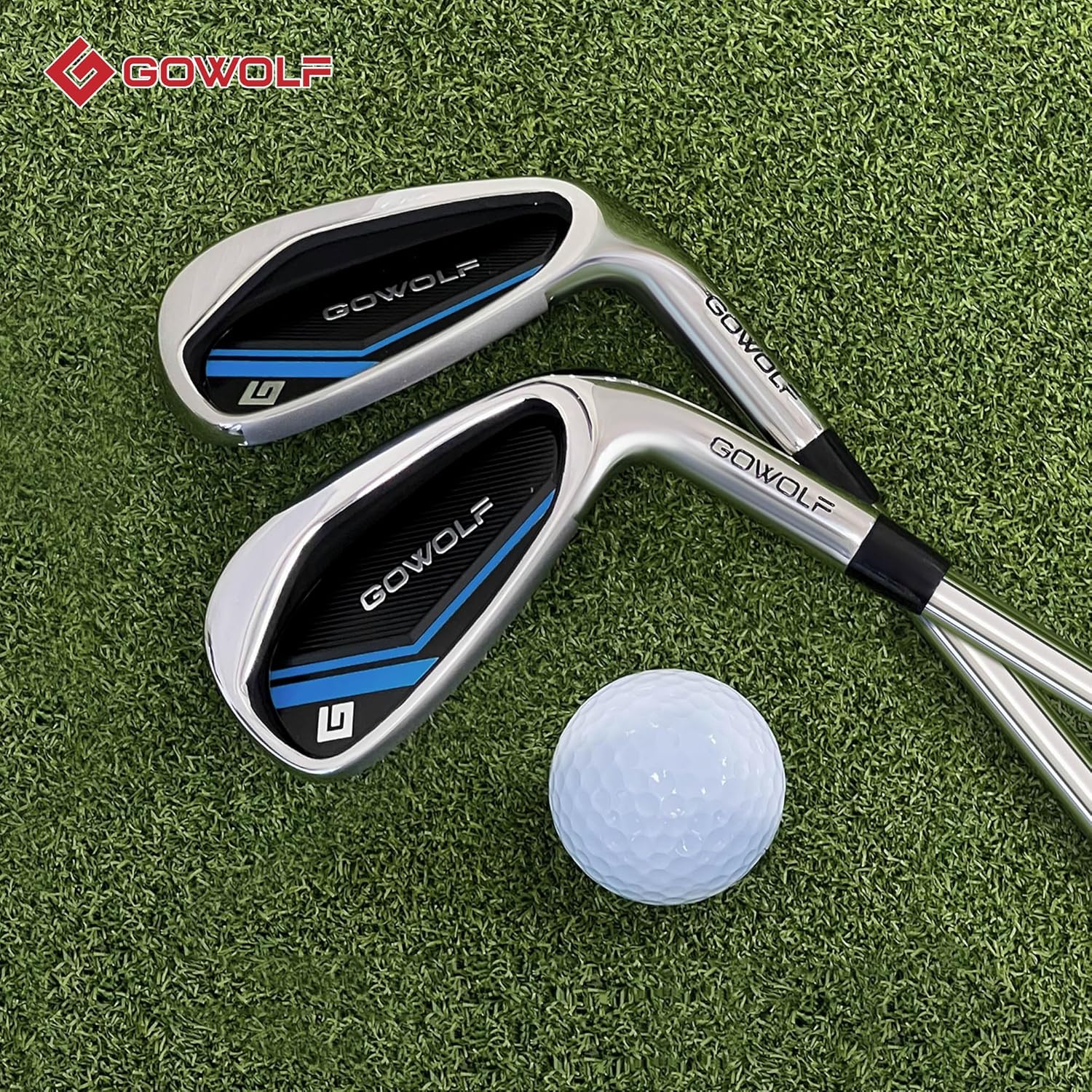 Gowolf Golf Iron Set or Single Irons (5,6,7,8,9,Pitching Wedge) for Men Right Hand, Premium 95g Steel Shaft with Deep Grooves for Extreme Forgiveness, Accuracy & Max Distance, Great Golf Gifts