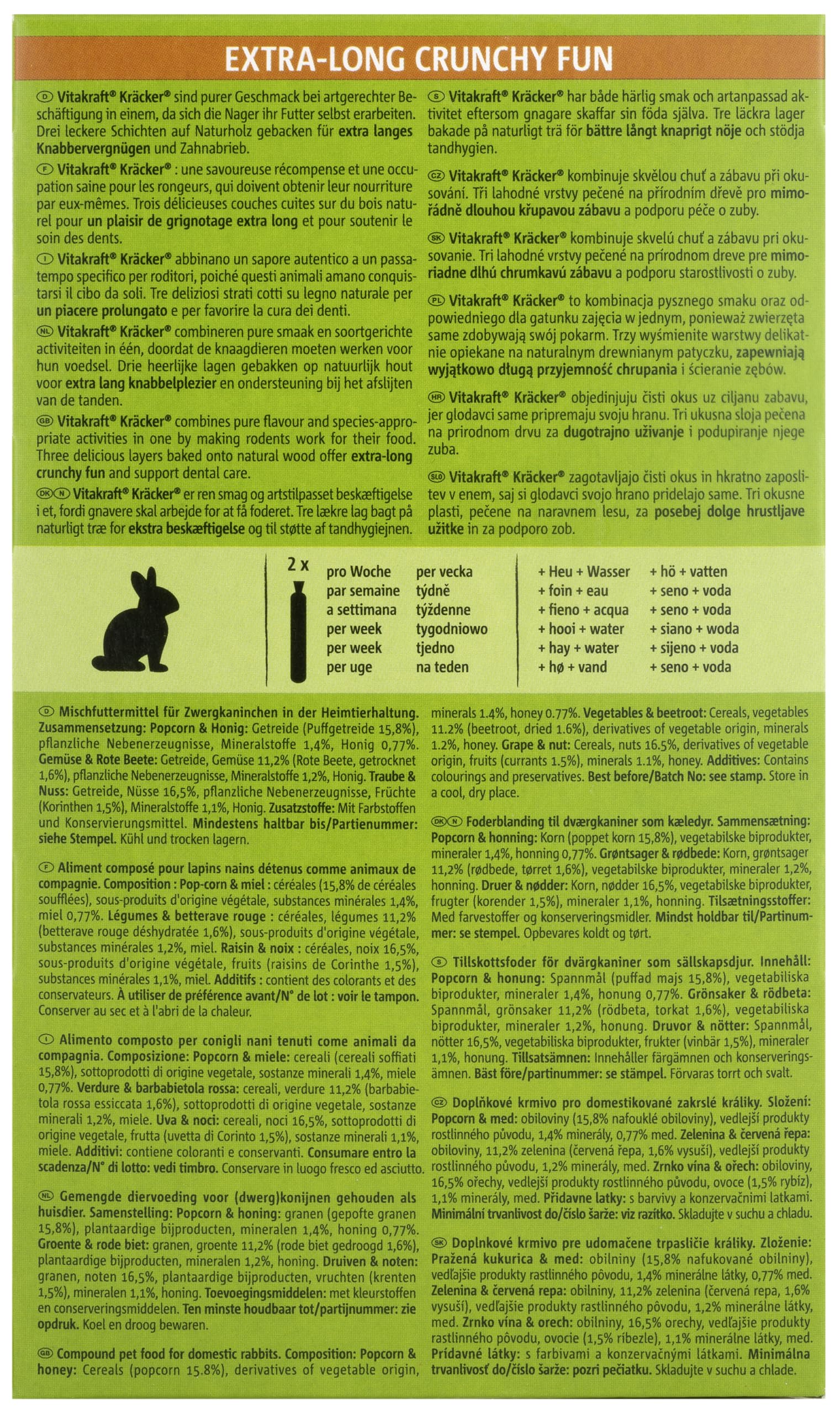Vitakraft Kräcker Mix Per Conigli - Bastoncini Con Popcorn E Miele Senza Zuccheri Aggiunti - Foto 8