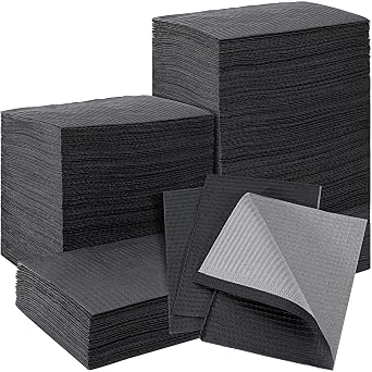 250Pcs Dental Bibs,Black Dental Bibs Disposable,3 Ply Waterproof Tattoo Bibs Table Covers,Soft and Fluid Resistant Bibs Sheets for Dentist Patient Tatto Piercing Feeding,13x182 Packs of 125