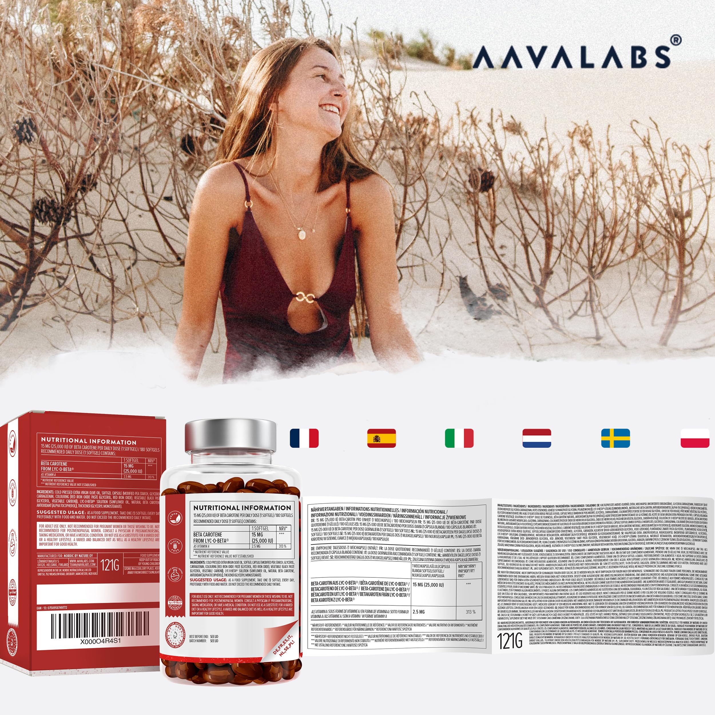 Betacarotene Integratore Abbronzatura Naturale 25000 UI con Lyc-O-Beta e Olio Extravergine d'Oliva - Betacarotene per Abbronzatura Forte e Sistema Immunitario - Integratori Abbronzatura 180 Capsule