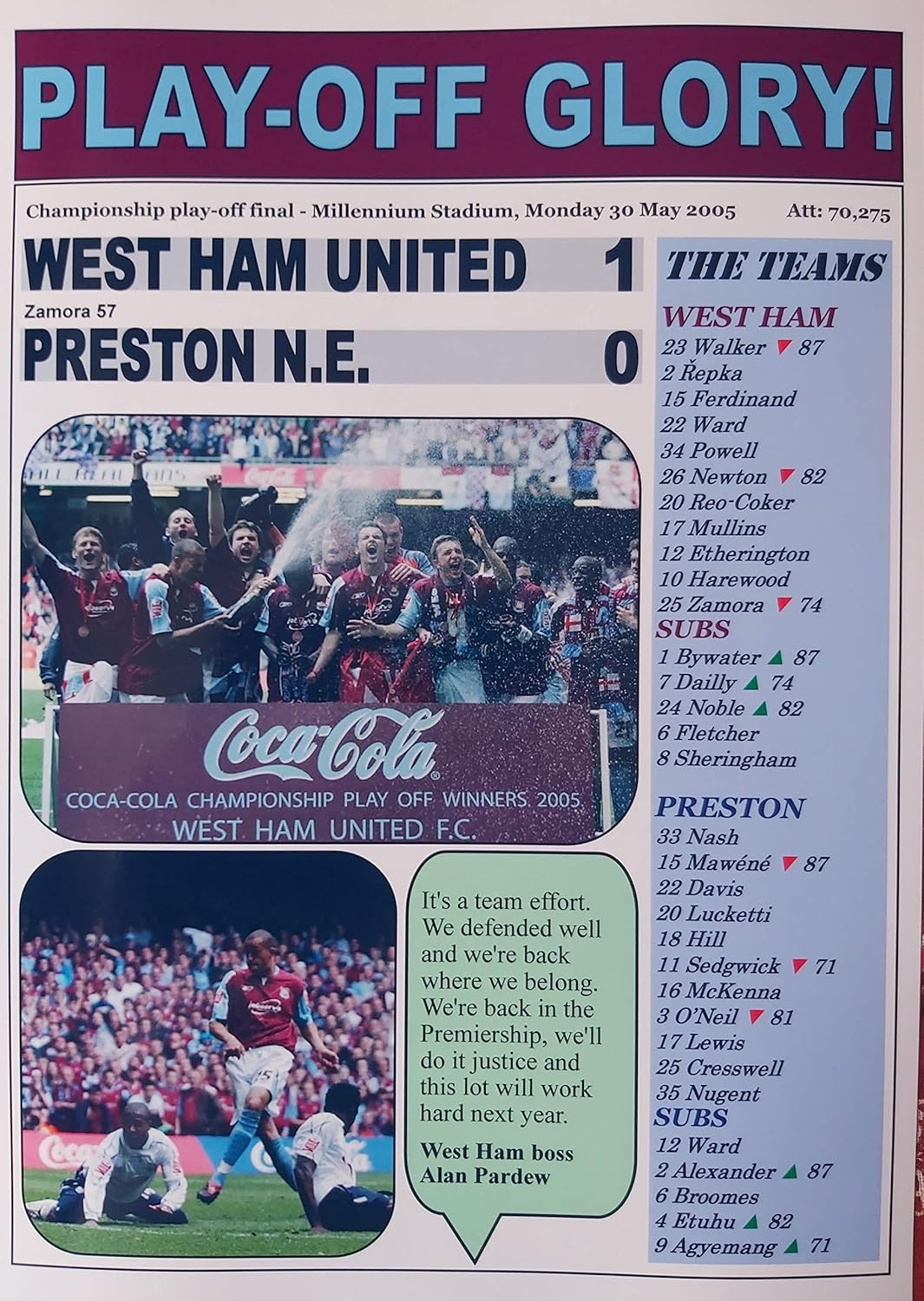 West Ham United 1 Preston North End 0-2005 Championship play-off final - souvenir print