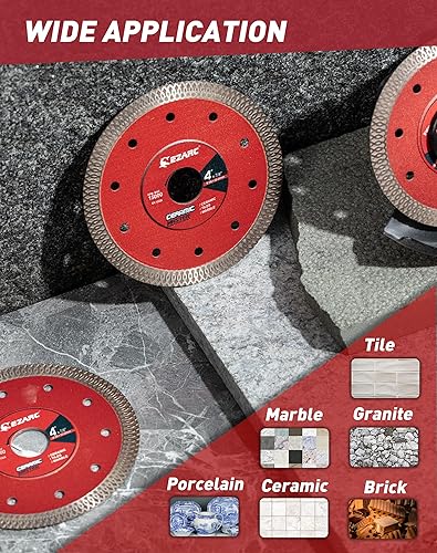 Miniatura 6 de EZARC Hoja de diamante súper fina de 4 pulgadas, hojas de sierra de diamante para amoladora angular, hoja de azulejos de 4 pulgadas para corte