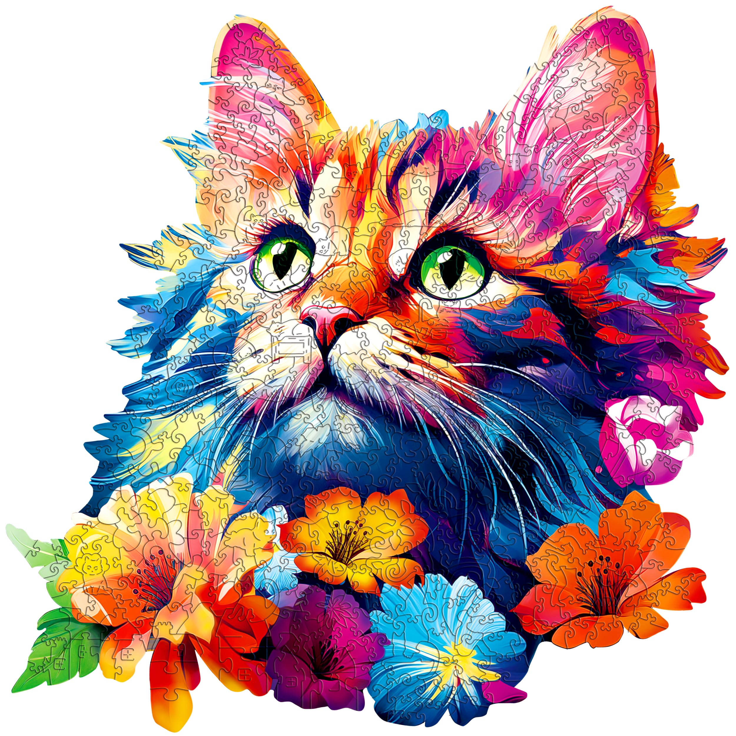 ESC WELT Wooden Cat Puzzle 500 Pieces - Captivating Mind Entertainment for Teens and Adults - Fun and Environmentally Friendly Toy - Challenging Jigsaw Game - Wooden Puzzle