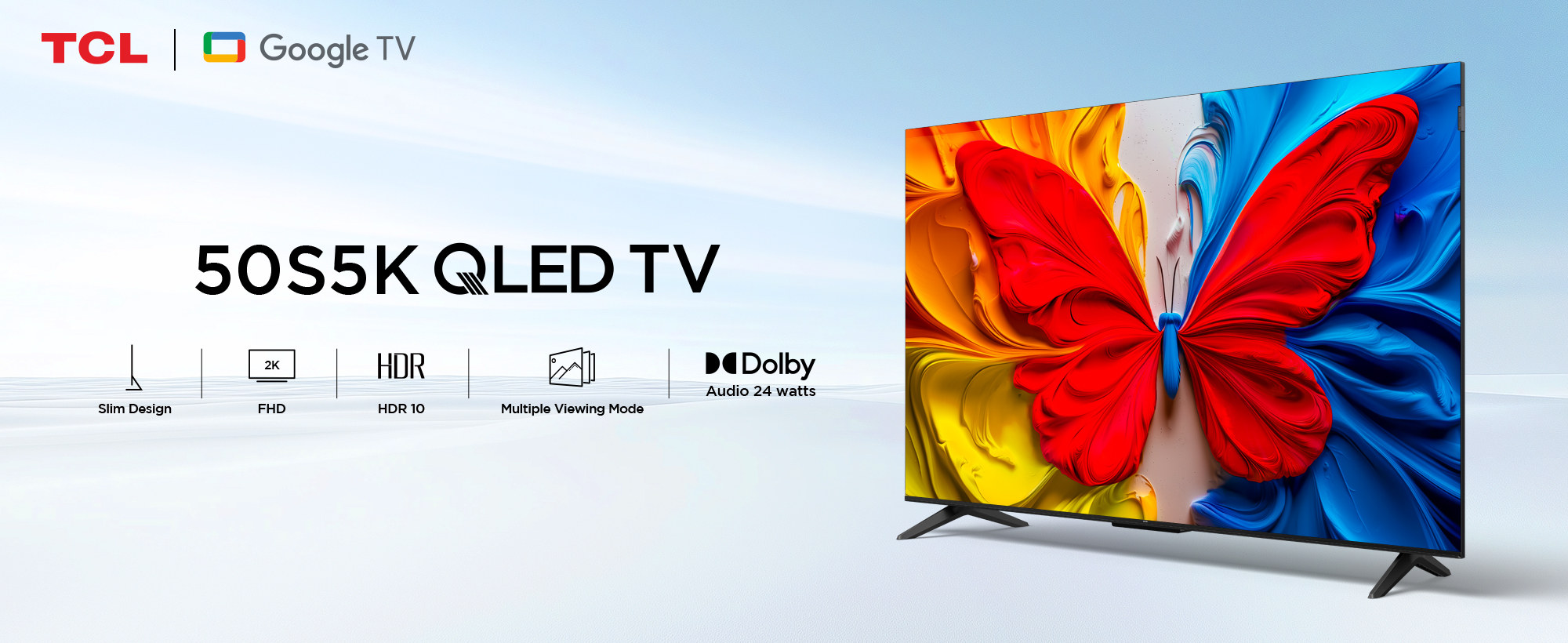 TCL 126 cm (50 inches) Metallic Bezel-Less, FHD Smart QLED Google