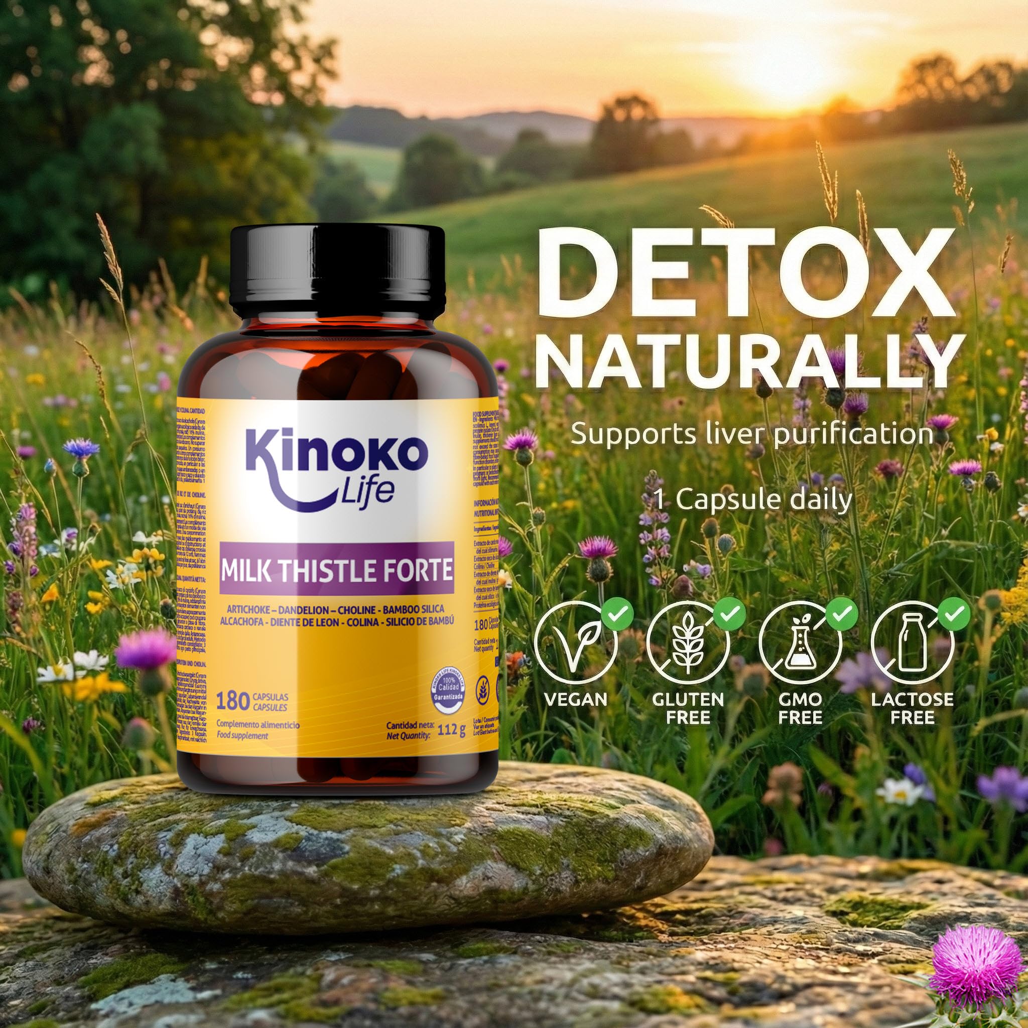 Chardon Marie Extra Fort et Detox Foie, 180 Gélules pour 6 Mois, Extrait 25:1 avec 80% Silymarine, Artichaut, Pissenlit et Choline, Complément Alimentaire Soutien Hépatique et Confort Digestif