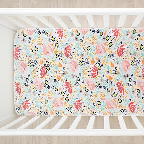 Miniatura 10 de HonestBaby Sábana bajera ajustable de algodón orgánico rayas arco iris talla única