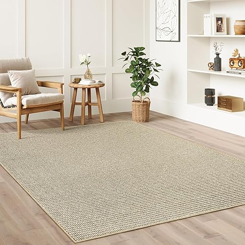Faux Jute Non-Slip Area Rug, 3x5 Washable Pet-Friendly Floor Mat