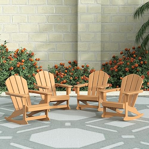 Miniatura 49 de WestinTrends Malibu Silla Mecedora Adirondack de Polietileno para Exteriores/Patio, Blanco