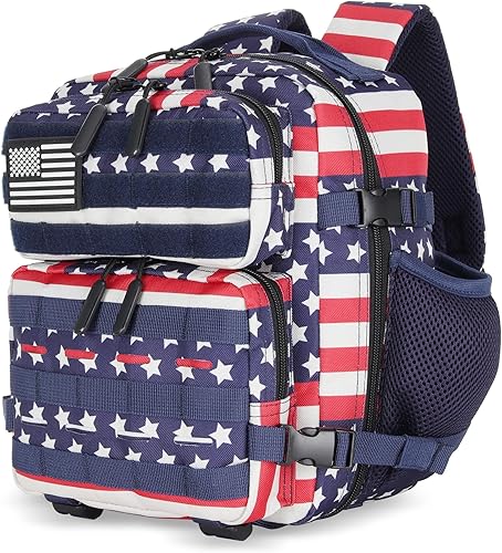 Miniatura 21 de Mini mochila táctica de 9L para hombres y mujeres, mochila táctica pequeña para senderismo, bolsa táctica pequeña, paquete de fitness, Negro&rojo,