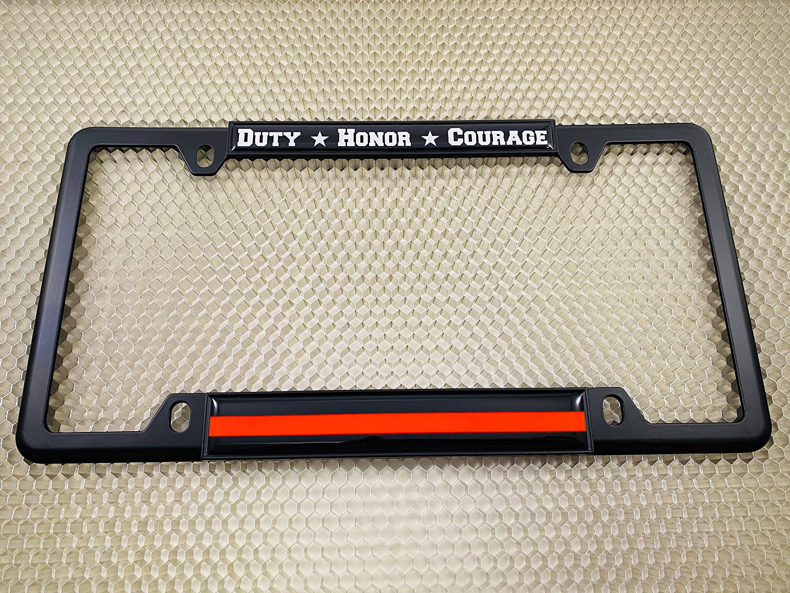 Support Firefighters Duty Honor Courage Thin Red Line (Stripe) - Domed Custom-M