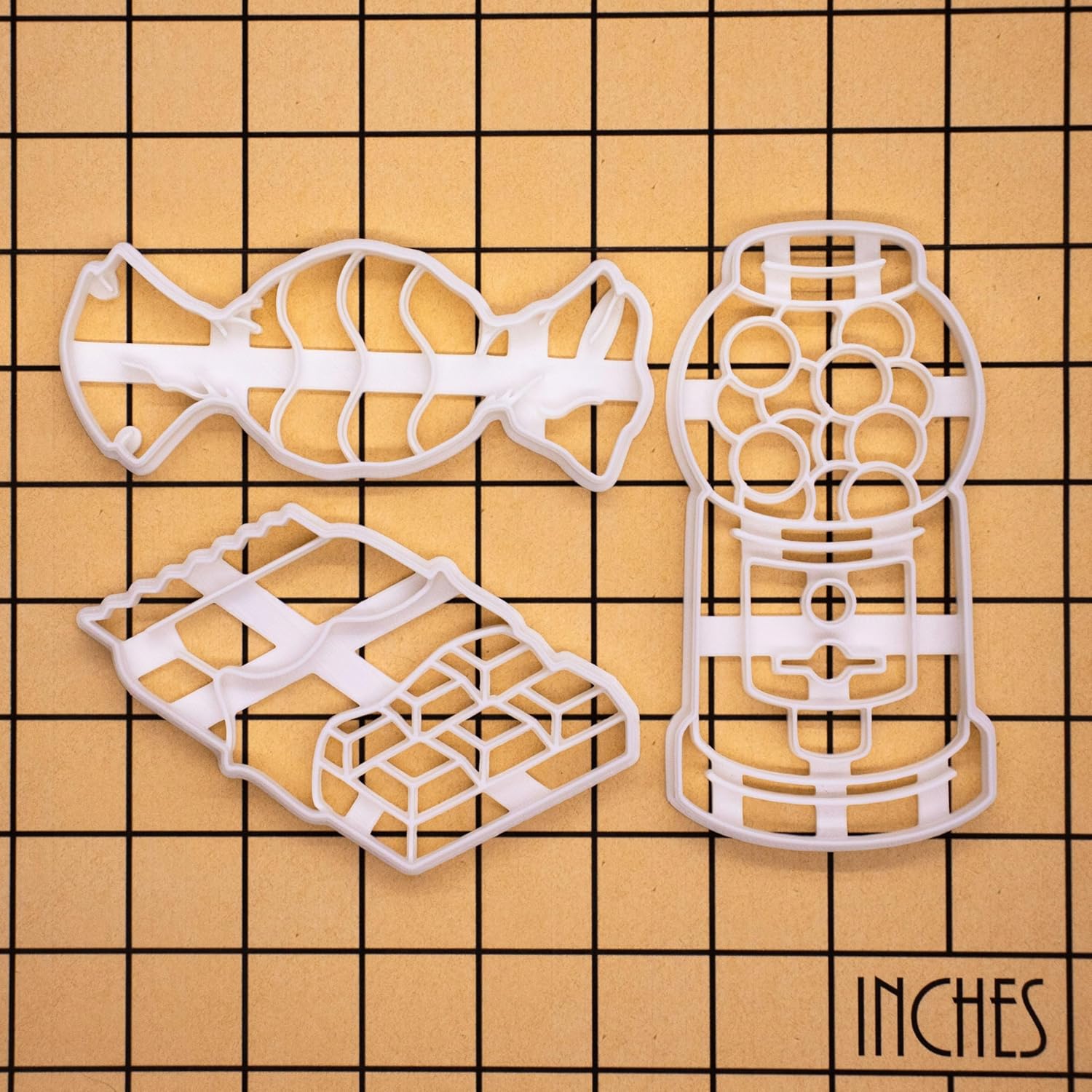 Set of 3 Sweets Cookie Cutters (Design - Gumball Machine, Candy in Wrapper and Chocolate Bar), 3 pieces - Bakerlogy