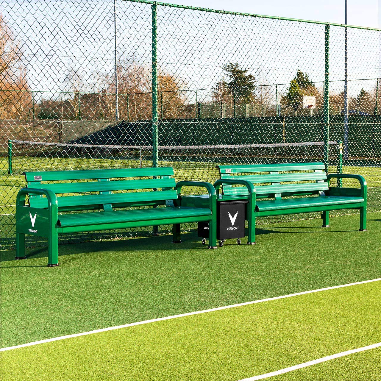 Amazoncom Vermont Aluminum Tennis Court Bench 2 Seater Range Of Packages Premium Courtside Benches Any Court Surface 2x Benches