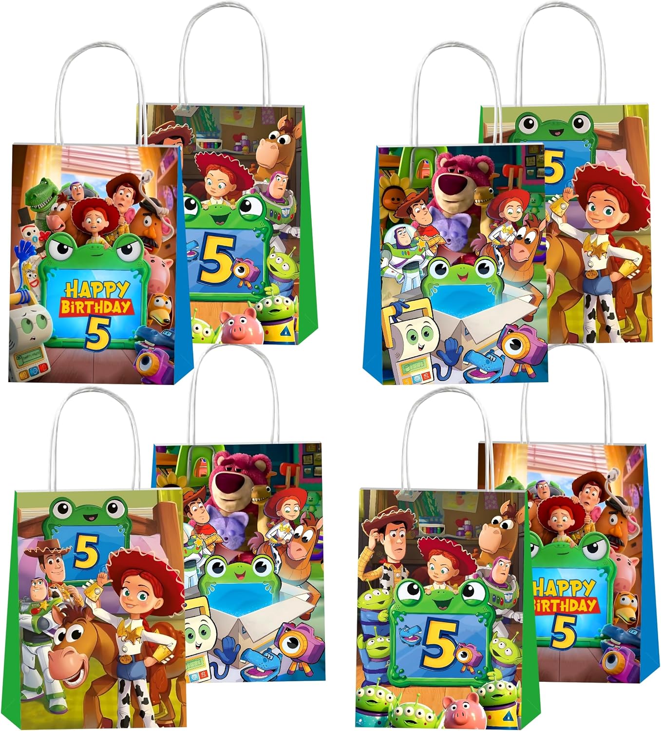 EKIH 12pcs Cartoon For Toy Inspired Story2026 Party Gift Bags with Handles,Cartoon Birthday Party Supplies for Party Decorations.