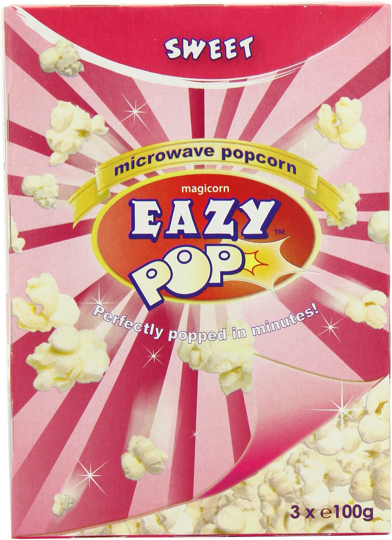 Eazypop Microwave Popcorn Sweet Flavour 3 x 100 g (Pack of 16)