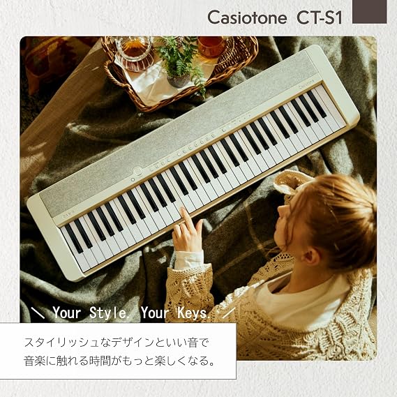 Casio Electronic Keyboard, Casiotone CT-S1 RD Red, Harami-chan's Favorite 61 Key Keyboard, High Definition Sound Can Be Easily Carried | レッド,国内正規品,AiX音源,タッチレスポンス,ボタン数を抑えたミニマルデザイン,ハラミちゃんも愛用,2WAY給電を採用,ACアダプター同梱,単3乾電池6本で駆動アルカリ乾電池/充電式ニッケル水素電池