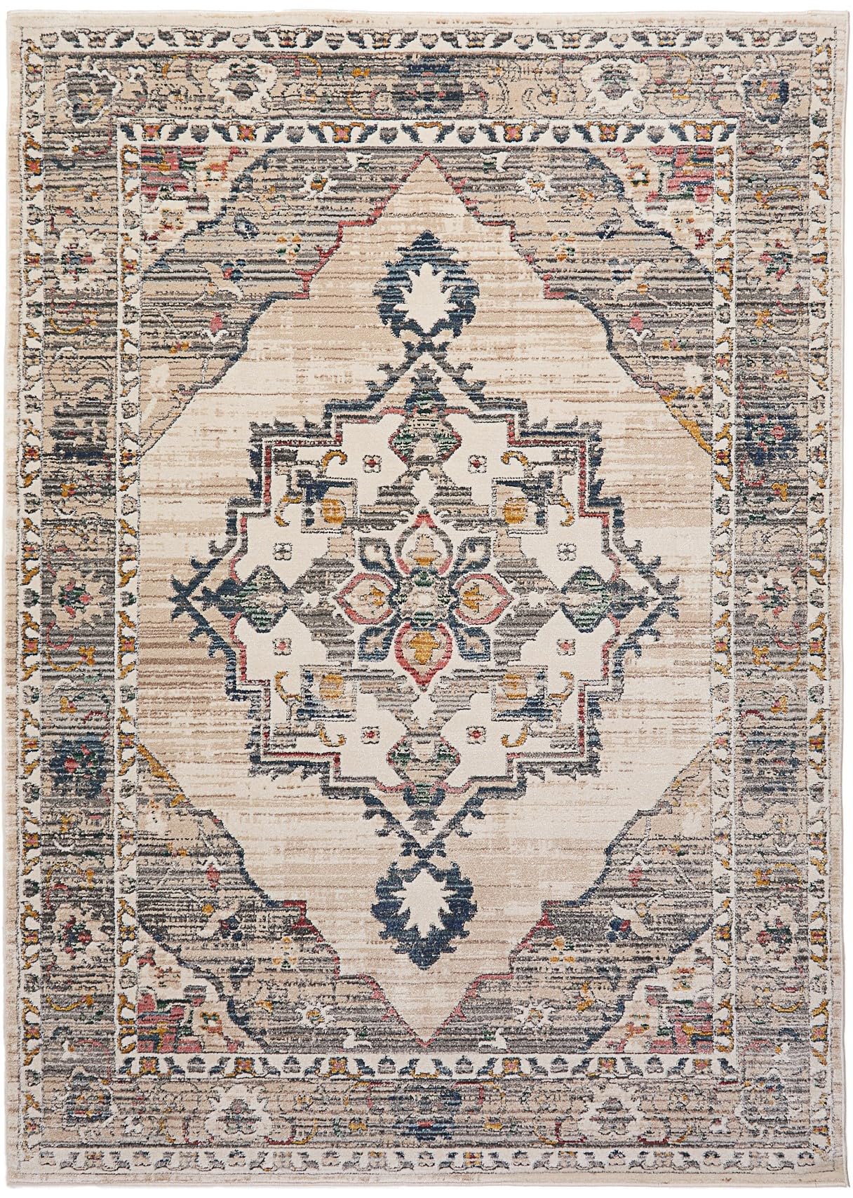 Lord of Rugs Nova Traditional Rug for Living Room Bedroom Classic Carpet Quality Soft Vintage Floral Medallion Patterns Area Rug Leona Cream X- Large 200x290 cm (6'7"x9'6")