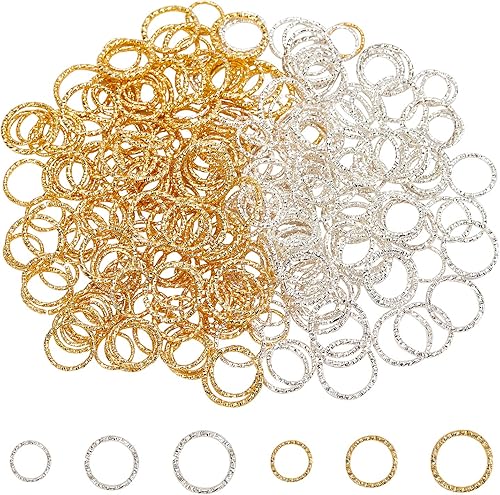 PH PandaHall 300 piezas de 4 tamaños torcidos abiertos anillos de salto plateados dorados conectores de alambre para bricolaje aretes colgantes