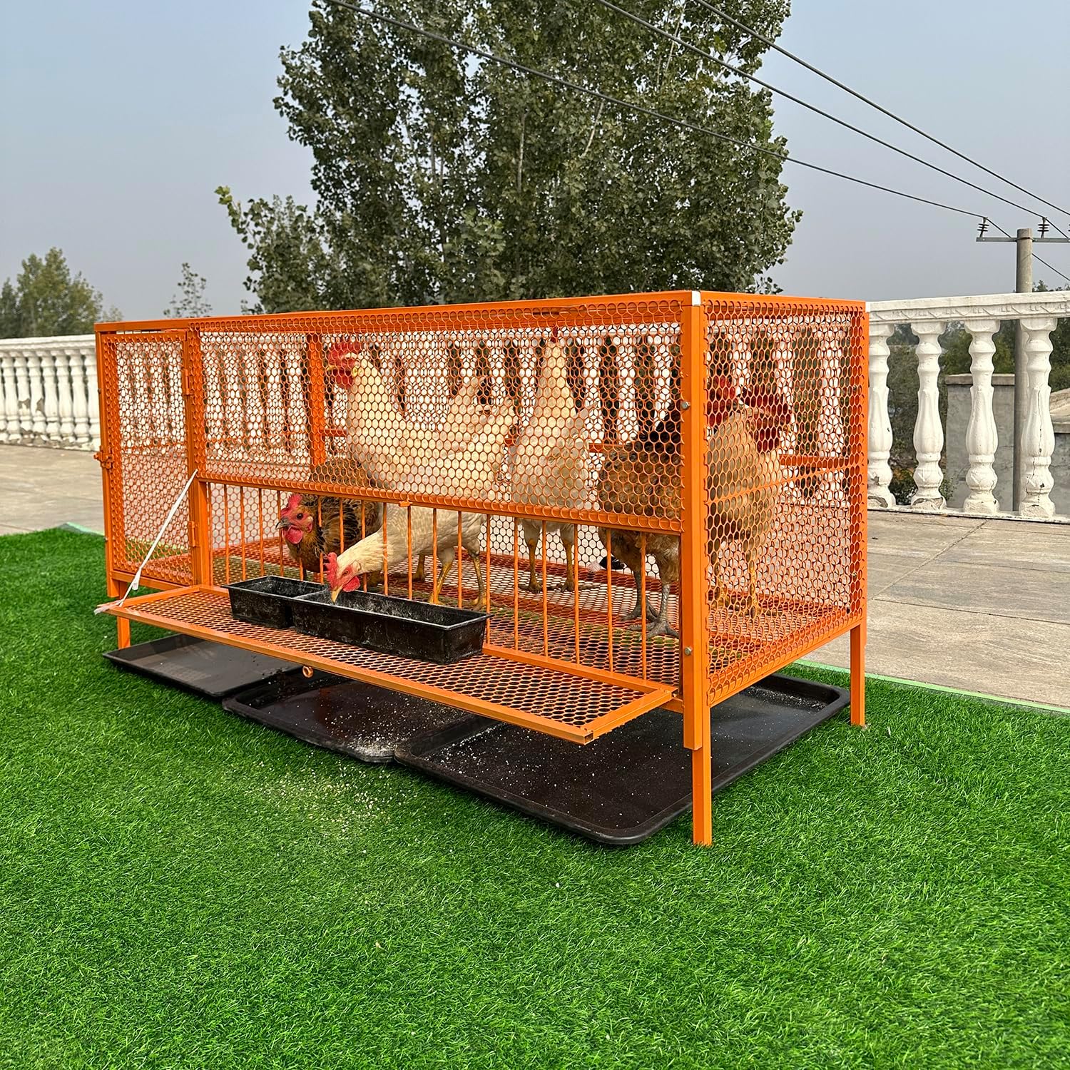 Large Chicken Coop Rabbit Hutch Outdoor Yard Poultry Cage and Run Hen Duck Coop with Removable Tray for Various Pets(Size:59x23.6x28.7in)