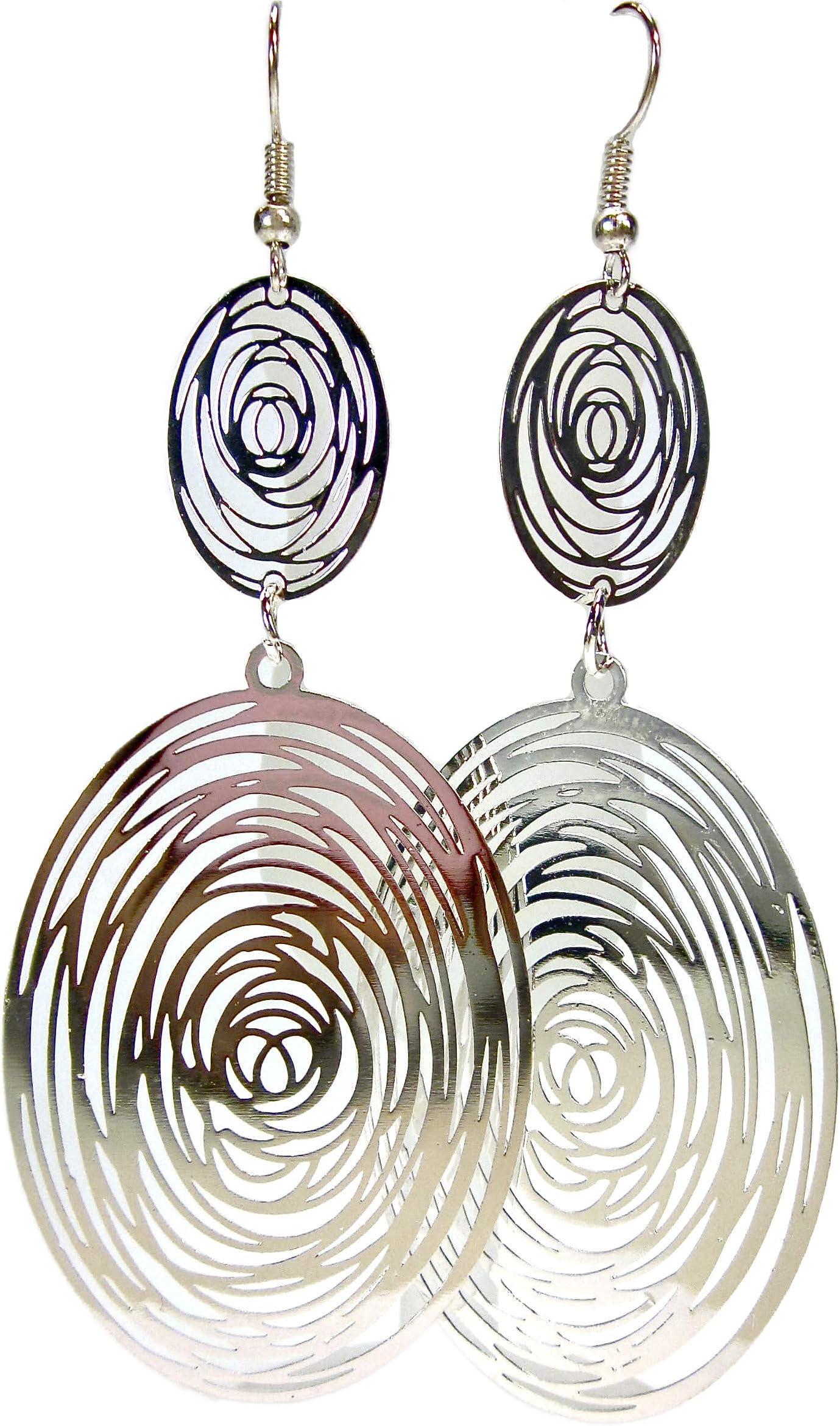 Geralin Gioielli Women's Earrings Silver Hoop Earrings with Vintage Design