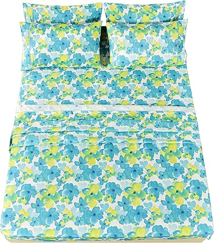 Miniatura 2 de American Home Collection Juego de sábanas y fundas de almohada estampadas de 6 piezas de microfibra cepillada, sin arrugas, 14 pulgadas de