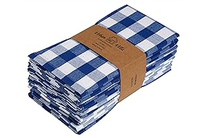 Urban Villa Plaid Cloth Napkins 12 Set Blue/White