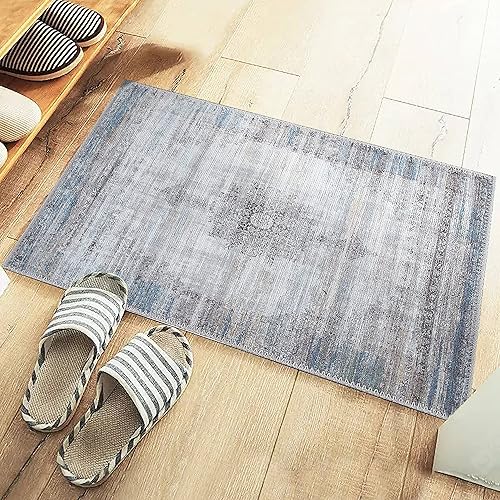 Adiva Rugs Alfombra lavable a máquina con parte trasera antideslizante para sala de estar, dormitorio, cuarto de baño, cocina, impresión vintage