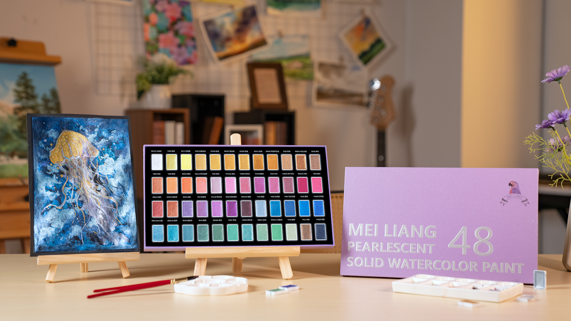 MeiLiang Watercolor Paint Set, 48 Colors Solid Watercolor Watercolor