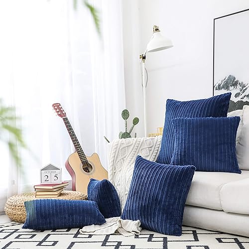 Miniatura 454 de UGASA - Juego de 2 fundas de almohada de terciopelo a rayas, funda decorativa para cojín con cremallera oculta para el hogar, sofá, dormitorio,