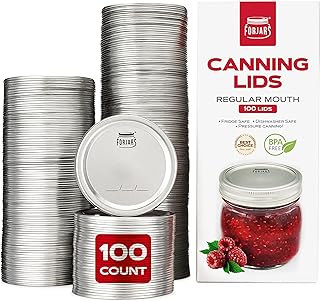 FORJARS - Canning Lids Regular Mouth, 100-Pack – Create Airtight Seals o...