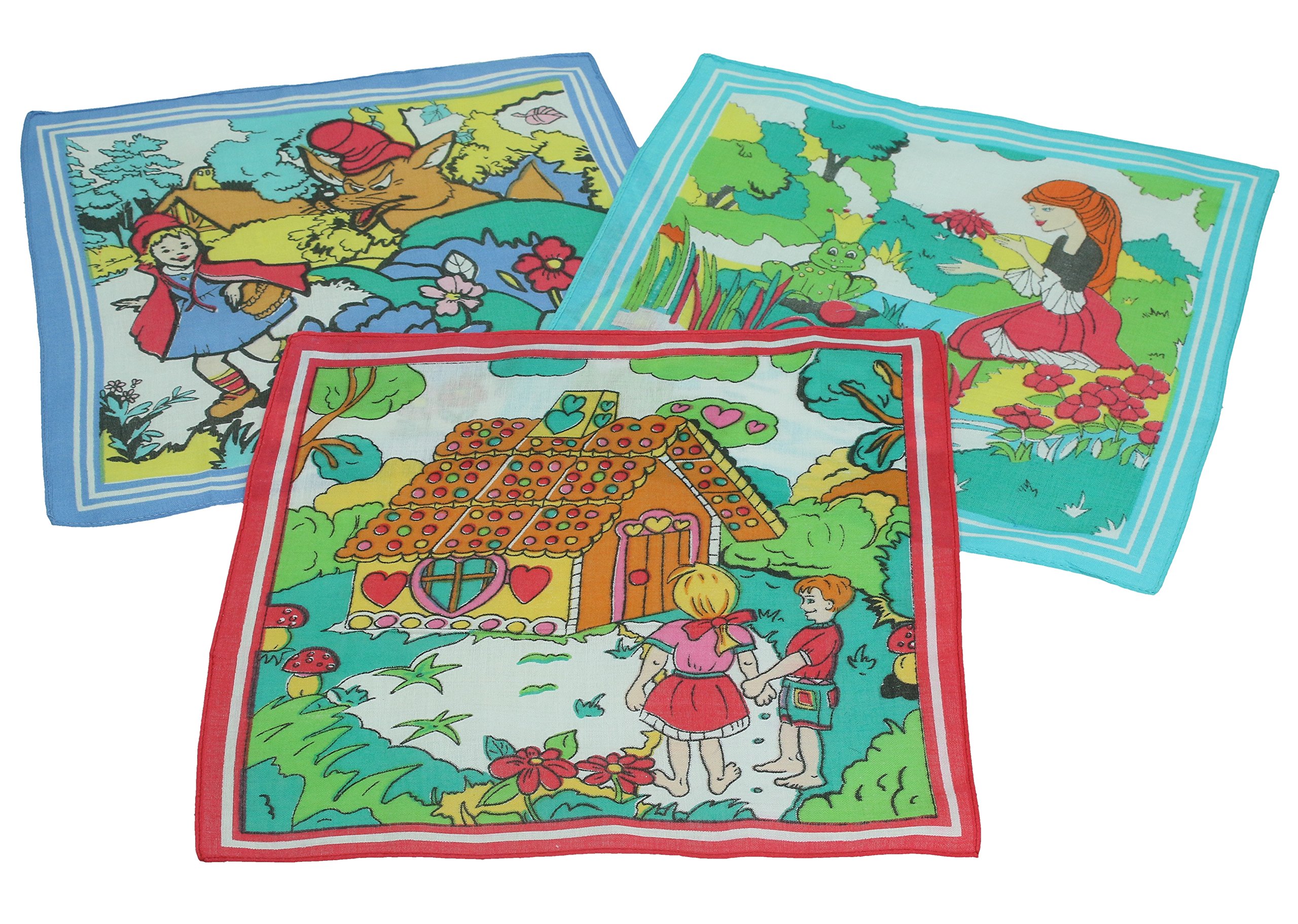 Betz Fazzoletti Bambini In Cotone 100% - Set Regalo 3 Pezzi Con Fiabe (25x25 Cm) Giallo