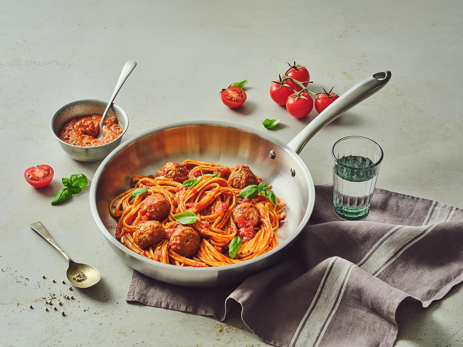 5-Ply Stainless Steel Frying Pan, Full 5-Ply Clad, Brushed, Induction Cooking Pan, Oven Safe, Dishwasher Safe (12'' Stainless Steel Frying Pan)