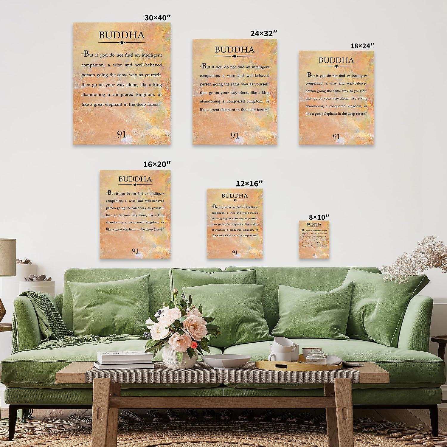 Poster Master Buddha Canvas - Buddha Quote Print - Buddhist Art - Meditation Art - Inspiring Gift for Him, Her, Men, Women - Motivational Decor for Living Room, Bedroom - 8x10 STRETCHED Canvas