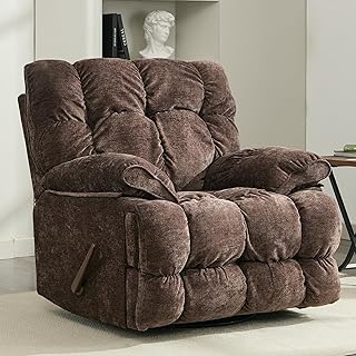 Oversized Recliner Chair, Overstuffed Swivel Rocker with Extra Wide Seat & Breathable Fabric for