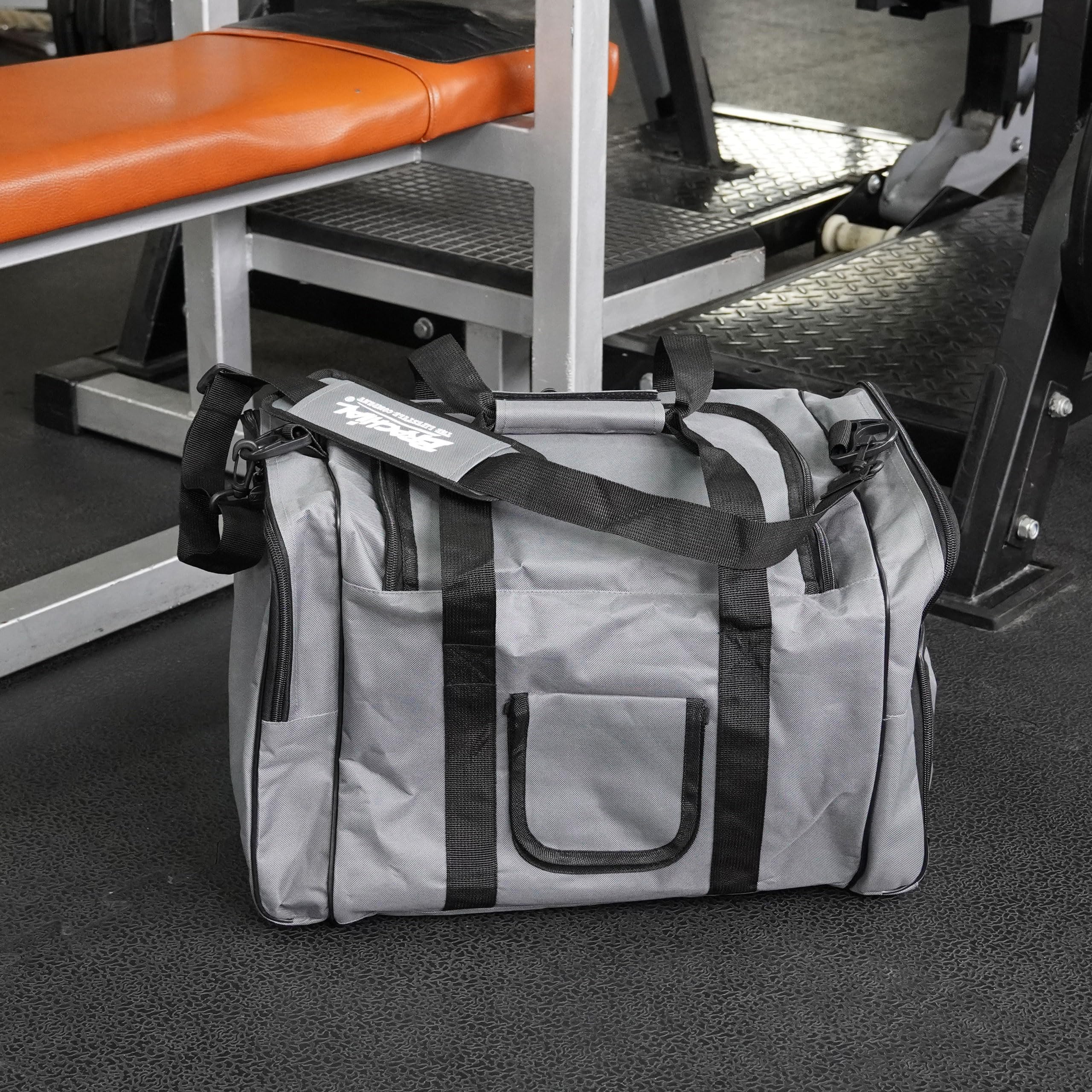 Brachial Premium Herren Sporttasche Heavy Grau Wasserabweisend mit Schuhfach und Trageriemen - Reisetasche Fitnessstudio