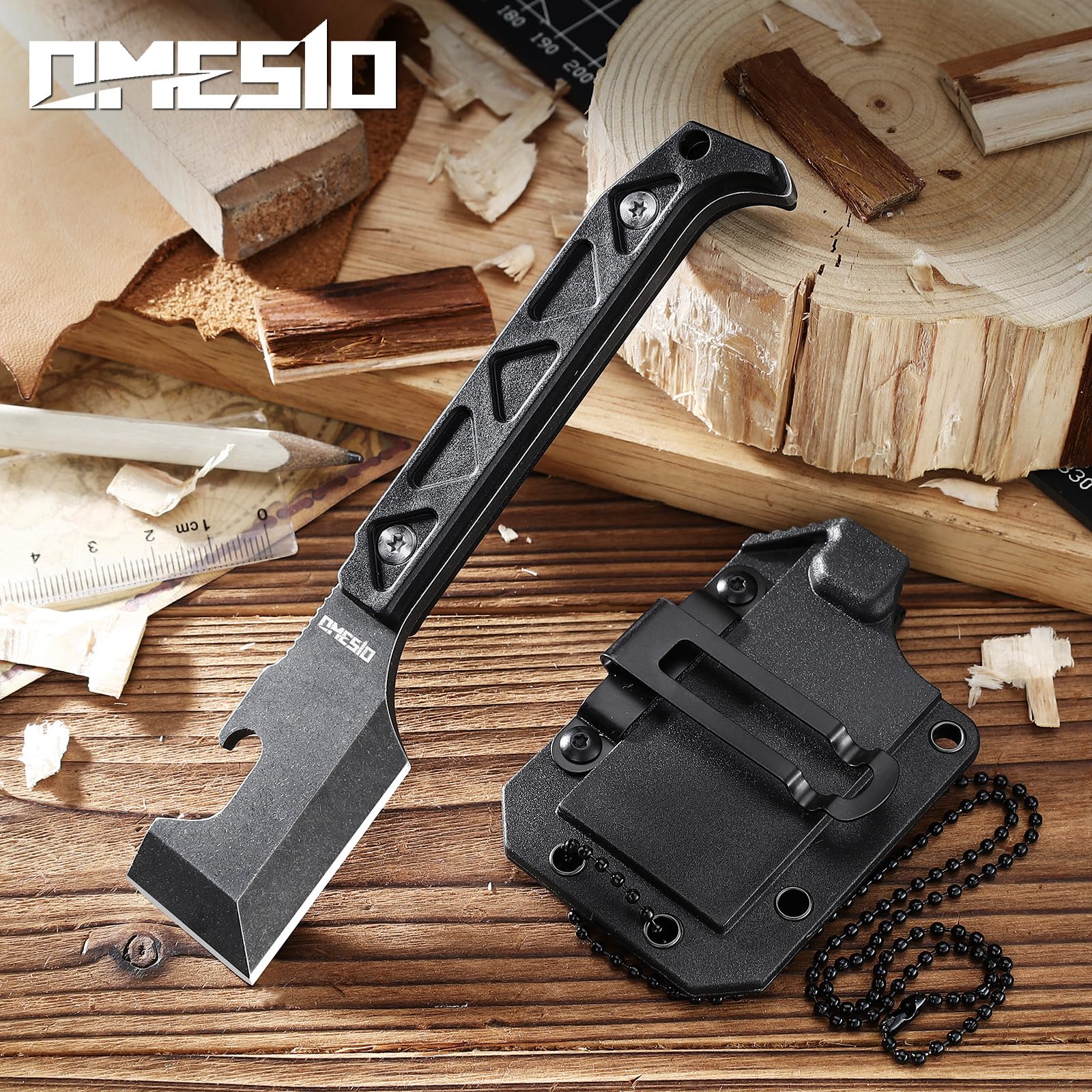Omesio M-XG11 D2 Steel EDC Neck Knife Kydex Sheath Clip 5.7cm | Kompaktowy nóż EDC ze stali D2, ostrze 5,7 cm, pochwa Kydex z klipsem, krzesiwem i łańcuszkiem do outdoor