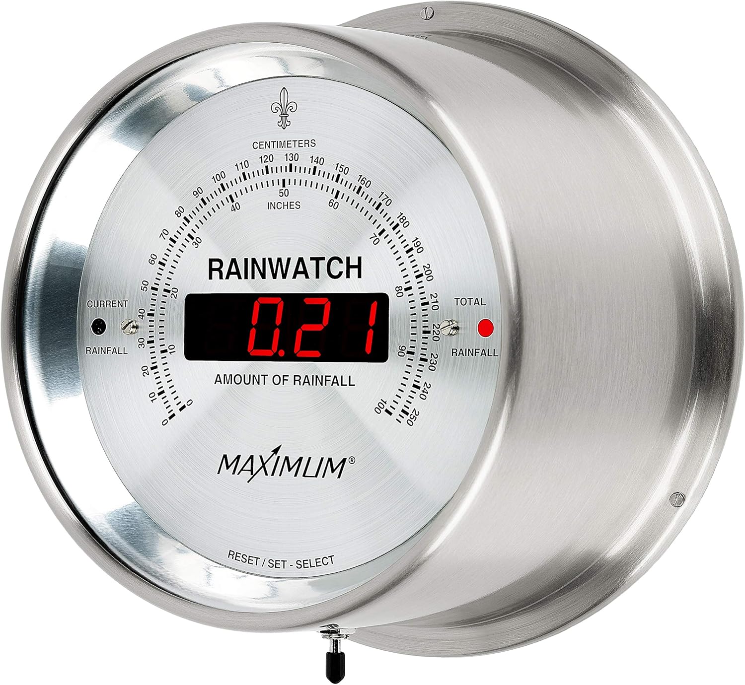 MaXimum Rainwatch Digital Rain Gauge - Brass Casee, Black Dial
