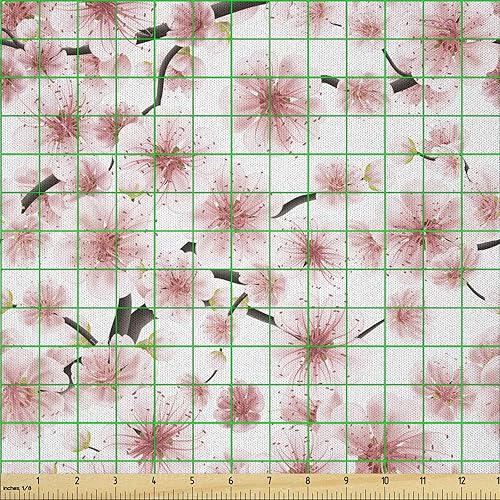 Vista 200 de Ambesonne Tela beige de The Yard, ilustración contemporánea de animales marinos en estilo retro, arte de caballito de mar de cangrejo de pulpo, tela