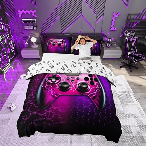 Miniatura 42 de Funda de edredón de sóftbol tamaño Queen para niños y niñas, juego de ropa de cama de color amarillo degradado, funda de edredón para juegos Camping