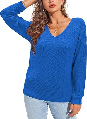 Vista 4 de II ININ Suéter de manga larga para mujer, ropa de primavera, moda casual, cuello en V, suéteres de gran