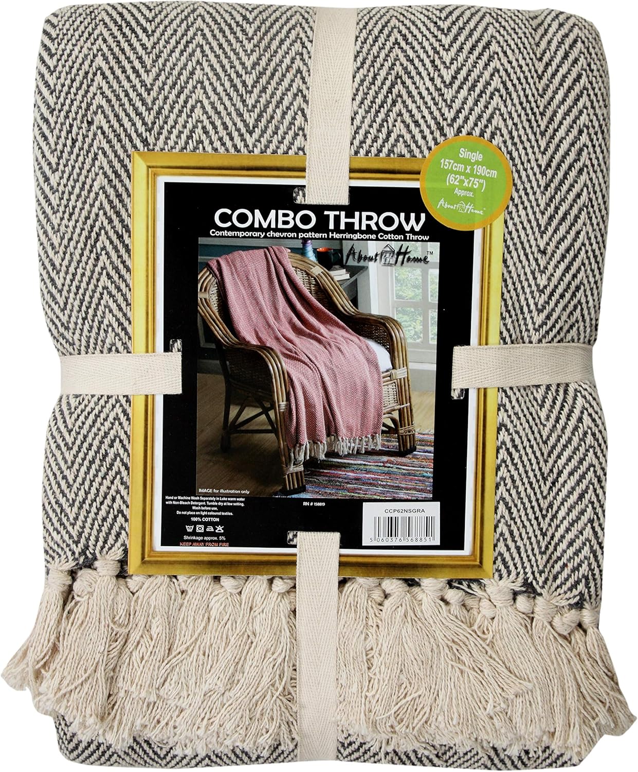 About Home Luxurious Herringbone Cotton Throw made from 100% Cotton Perfect for Your Sofa Settee