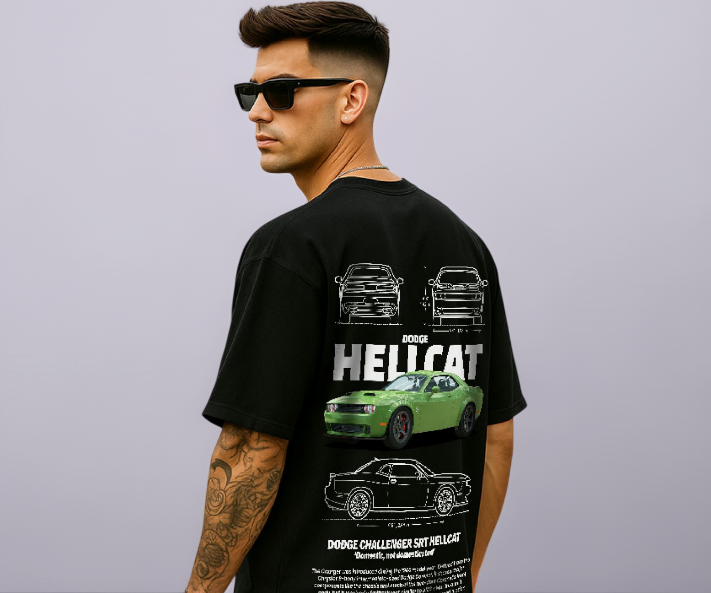 Buy HAZUKU Men's Oversized Graphic T-Shirt | Dodge Challenger SRT