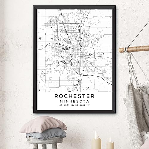 Miniatura 3 de Generic Mapa de Rochester, Minnesota, Light 2 (12x16) - Mapa de pared - Acabado mate - Negro
