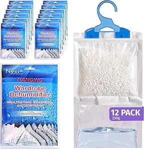 Nyxi Set of 12 Hanging Interior Wardrobe Dehumidifier – 230g Each Bag – Ideal to stop damp, mould mildew & condensation- F…
