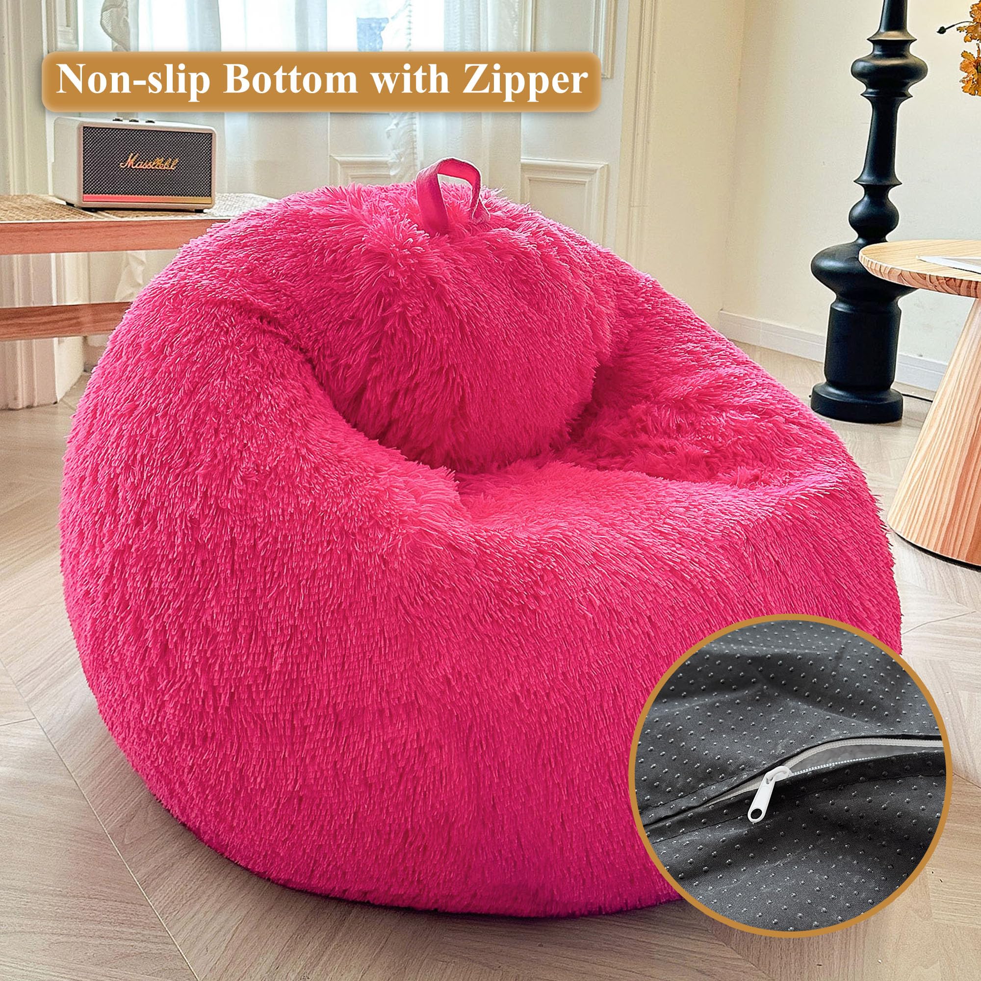 XeGe Fluffy Stuffed Animal Storage Bean Bag Chair Cover(No Filler) - Image 4