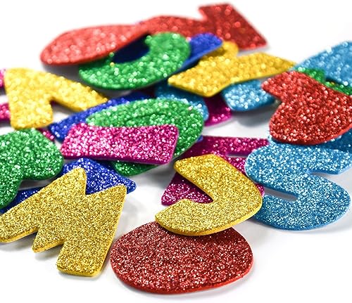 Calcomanía autoadhesivas de espuma con purpurina con diseño de las letras del alfabeto A-Z para niños, juguetes creativos, manualidades, álbumes de