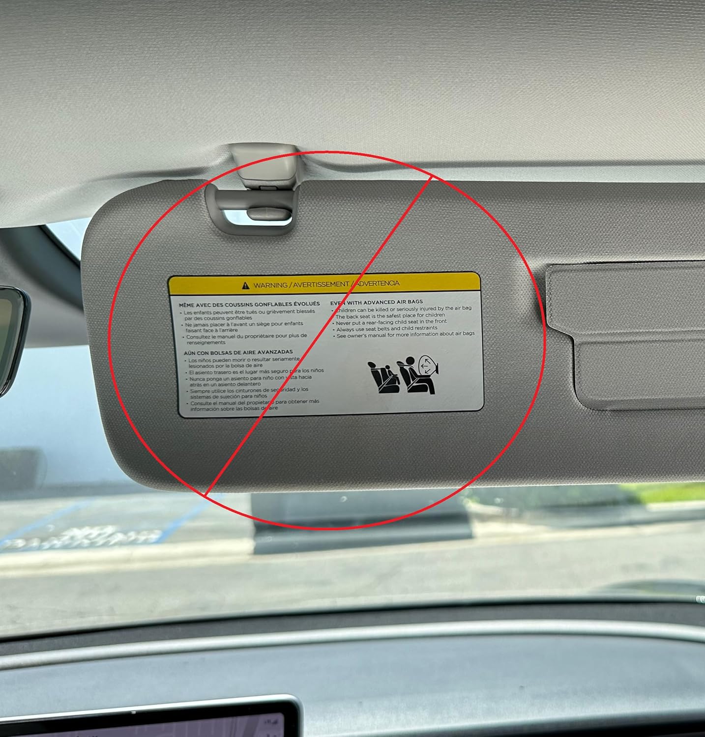 Tesla Model 3 & Y Sunvisor Warning Label Covers - Peel & Stick Sun Visor Cover Up for 2017-2023 Model 3 and 2020-2023 Tesla Model Y (Gray)